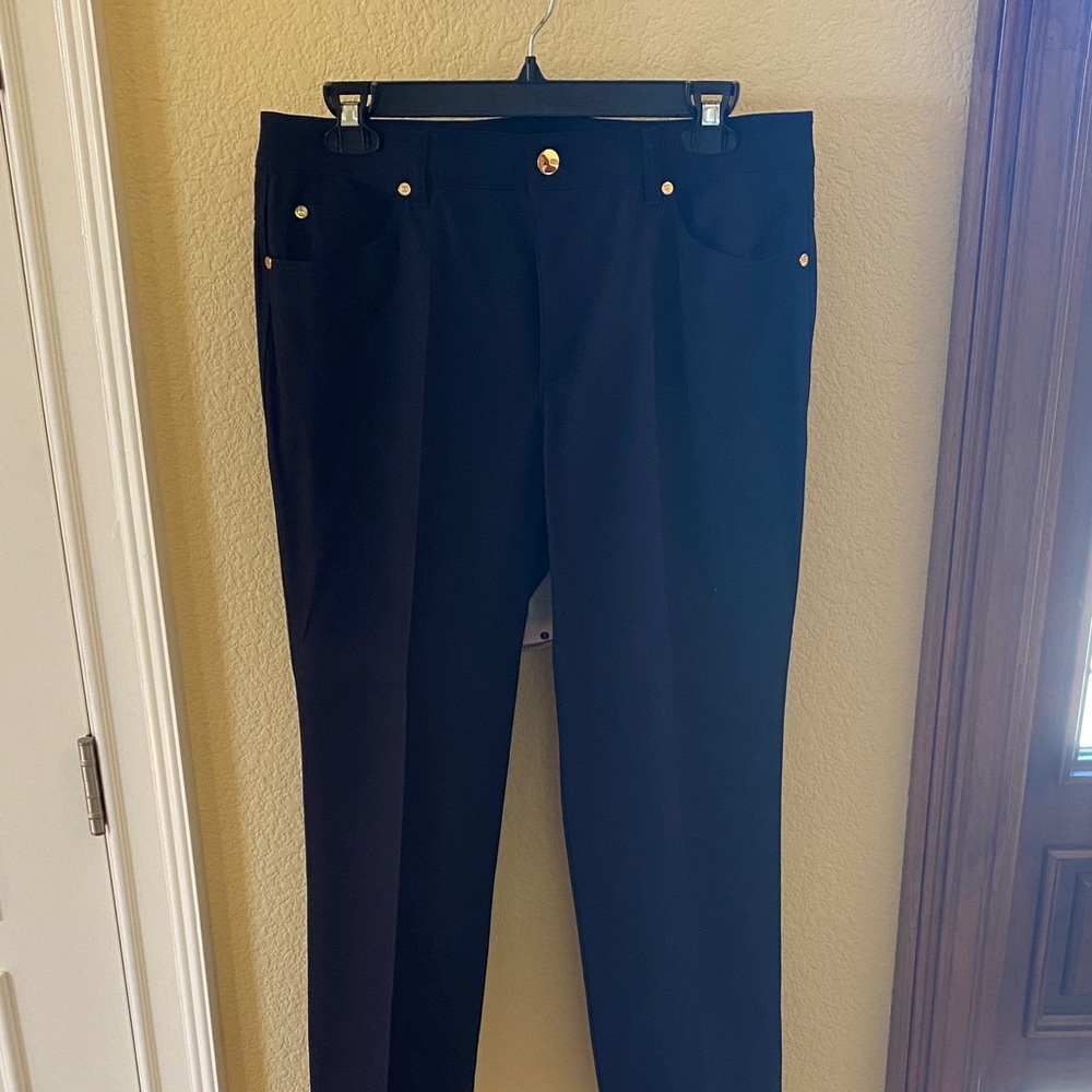 Black Pants with Gold Button Accents